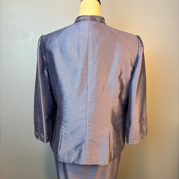 Jessica Howard 2- piece Formal Dress w/ Embellished Jacket Mandarin Collar 10P - Picture 4 of 11